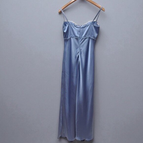 NWT ASTR Florianne Satin Maxi Dress Blue - Picture 9 of 10